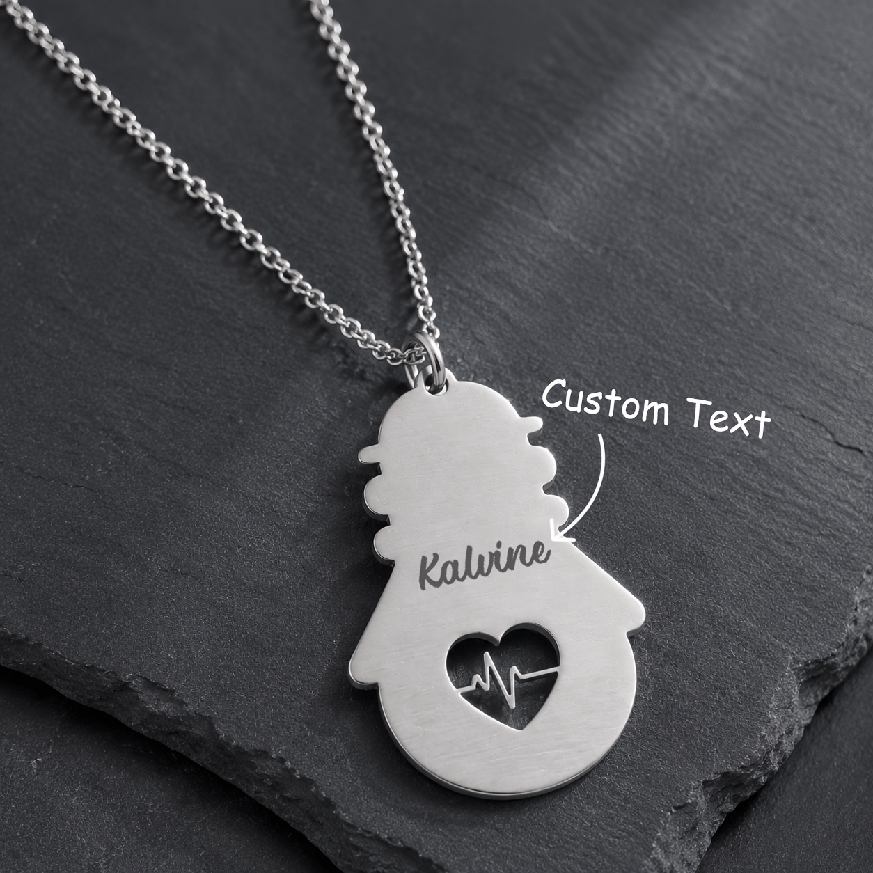 Personalized 18K Gold Plated Heart EKG Name Necklace